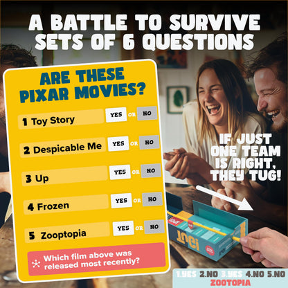 TUG! The Team Trivia Game with a Mini Tug of War in The Box | Perfect for 2-20 Players | Ultimate Holiday Game for Teens, Adults and Family Game Night | Great Gift or Stocking Stuffer | Ages 11+ 4