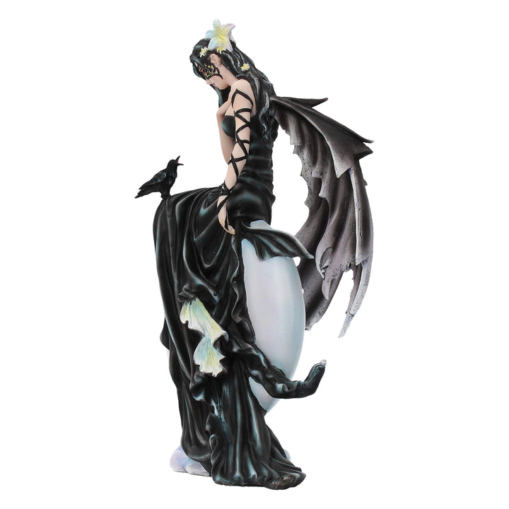 Nene Thomas Dark Skies Moon Fairy and Raven Companion Figurine by 28cm