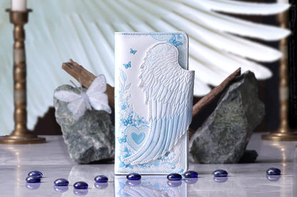 White Angel Wings Embossed Purse 18.5cm 6