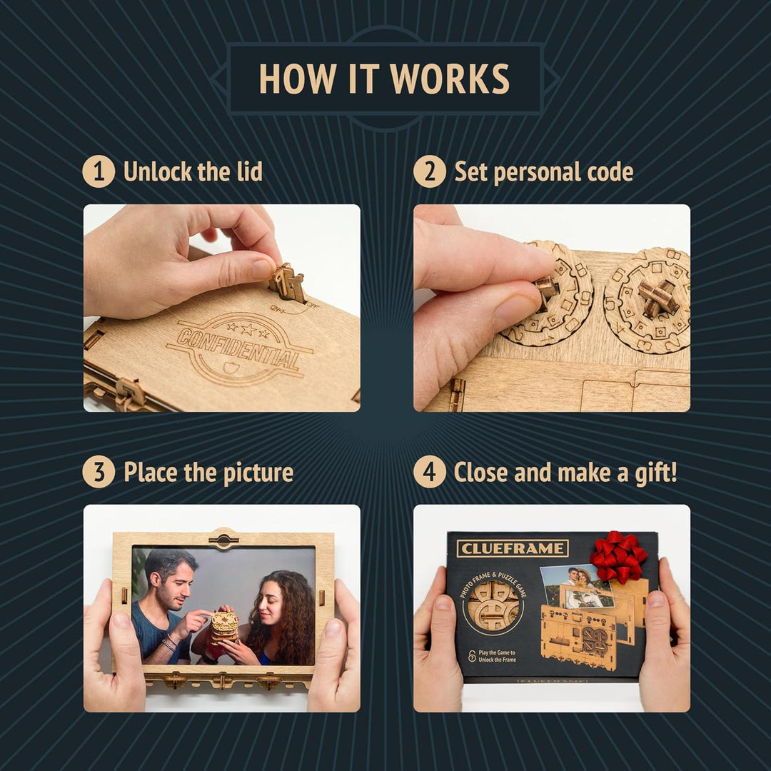ClueFrame Wooden Puzzle Photo Frame by iDventure