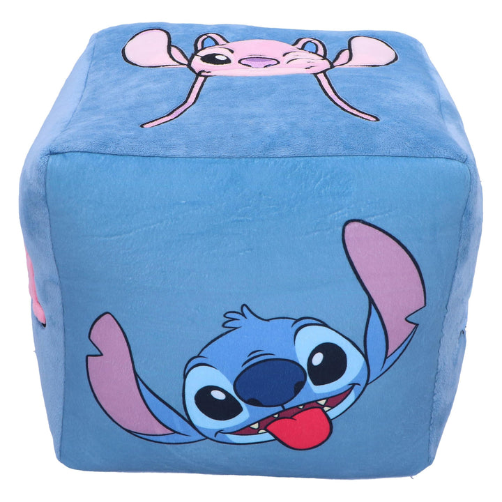 Disney Stitch and Angel Cube Cushion in Blue 25cm