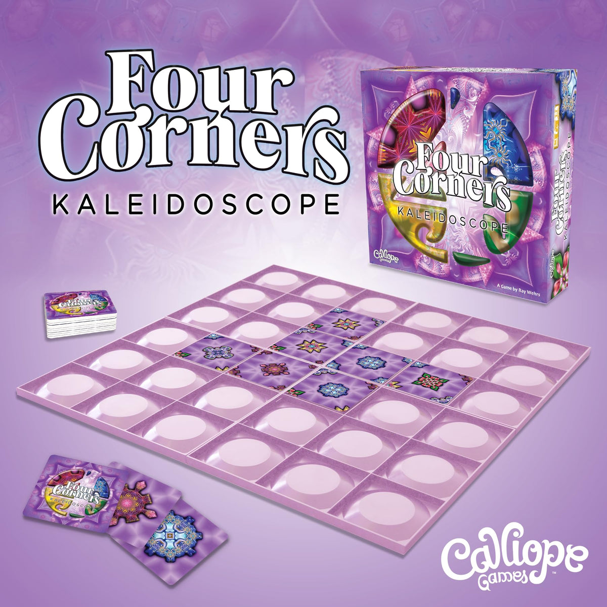 Calliope Games Four Corners Kaleidoscope Family Board Game Tile Games Captivating Art, Strategy, & Pattern Matching Puzzle for Kids & Adults 1-6 Players from The Makers of Tsuro and Roll for It 6