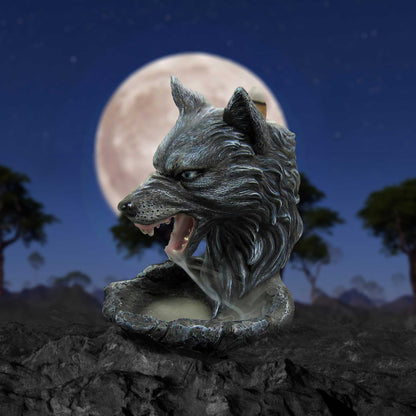 Dark Wolf Head Backflow Incense Burner 11.5cm 4