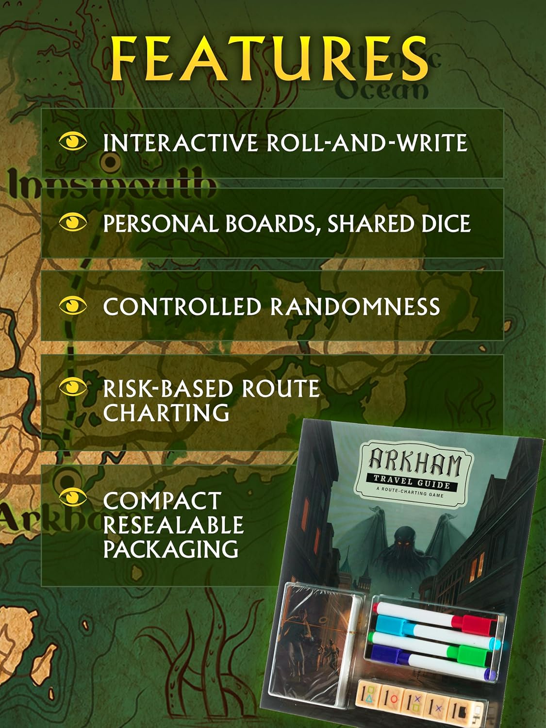 Arkham Travel Guide Board Game