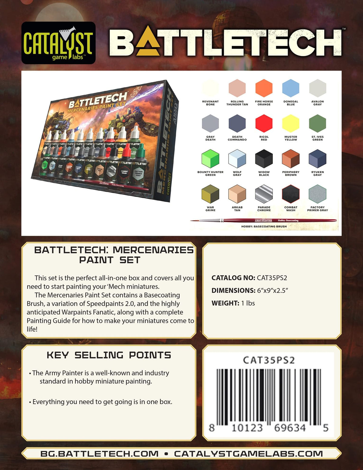 Catalyst Game Labs Battletech Mercenaries Paint Set – Minis Painting Kit Perfect for Battletech Enthusiasts Includes Exclusive Colors Ages 14+ 2