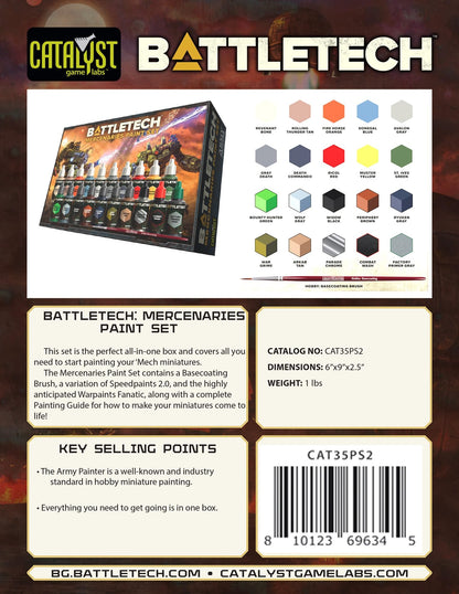 Catalyst Game Labs Battletech Mercenaries Paint Set – Minis Painting Kit Perfect for Battletech Enthusiasts Includes Exclusive Colors Ages 14+ 2