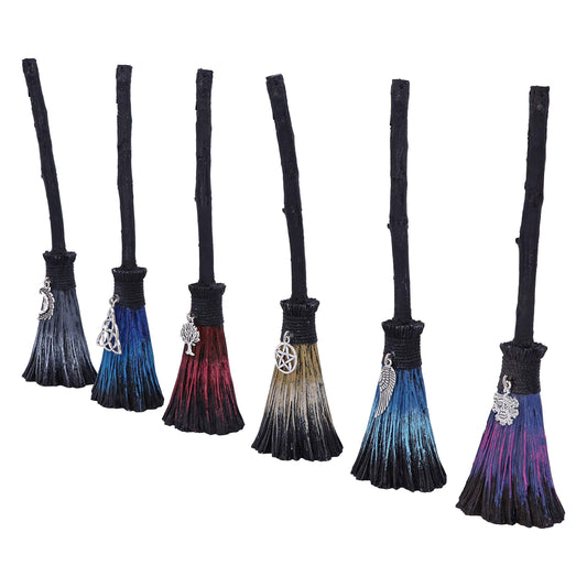 Set of Six Positivity Broomsticks with Silver Charms Positive Energy 20cm 2