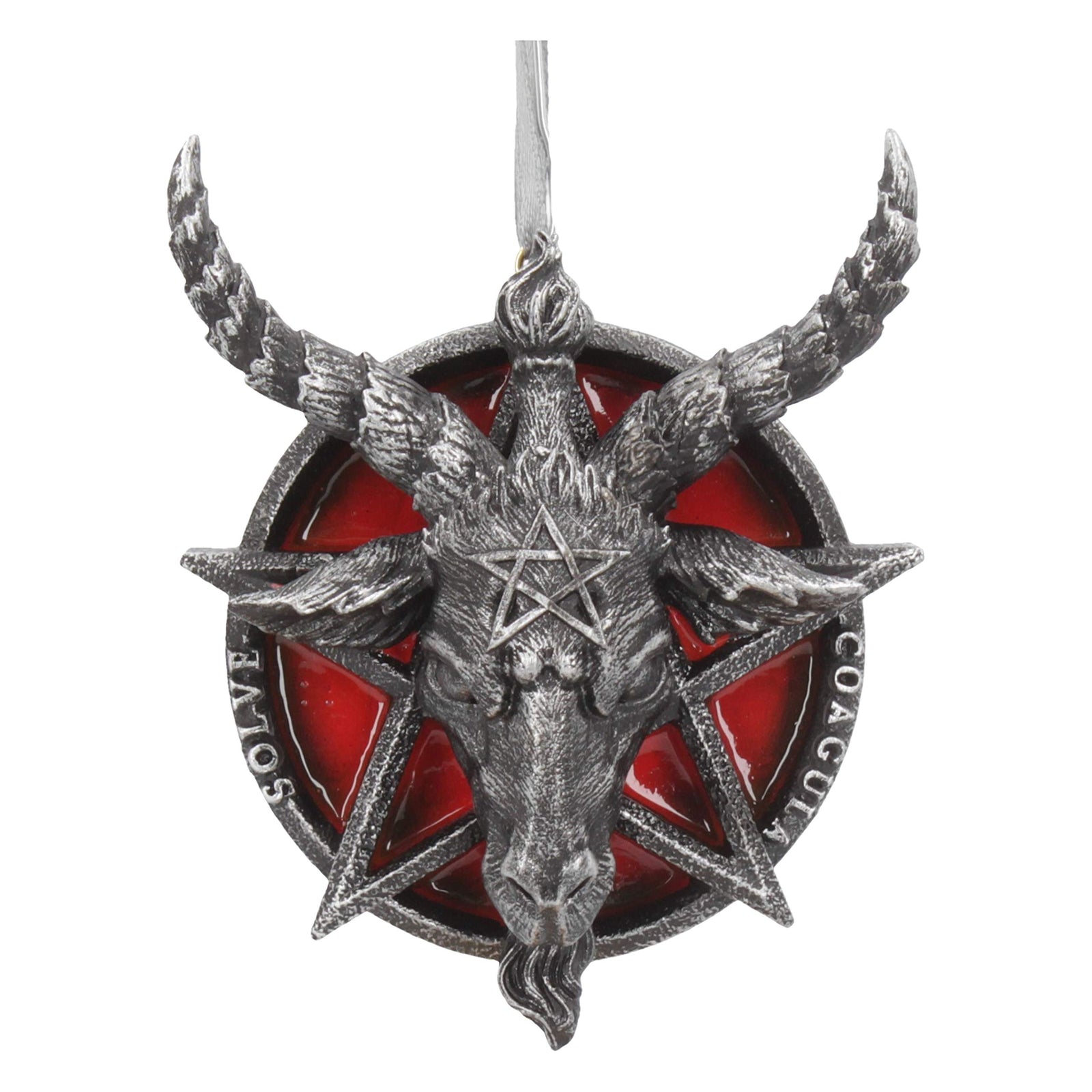 Baphomet Head Red Pentagram Hanging Decorative Ornament 9.5cm 2