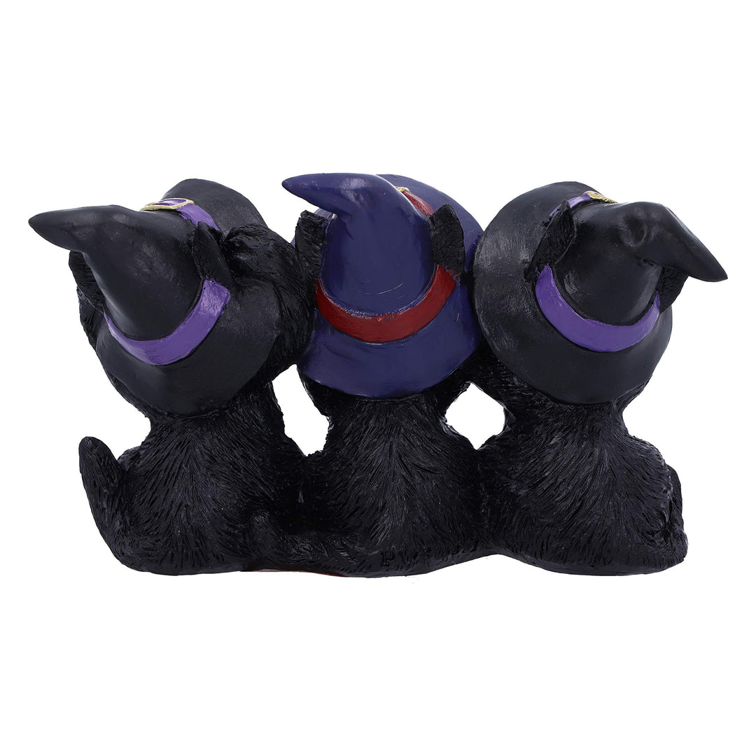 Three Wise Black Cats See No Hear Speak Evil Familiar Figurine 11.5cm