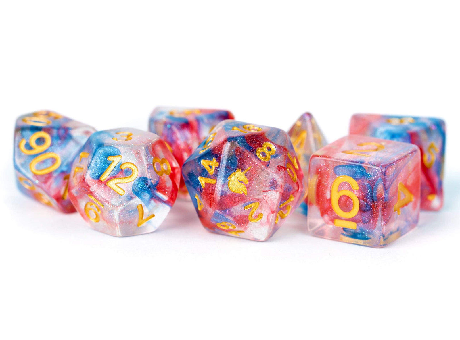 Resin Poly Dice Set Unicorn Cosmic Carnival Gaming Accessory by Metallic Dice 2