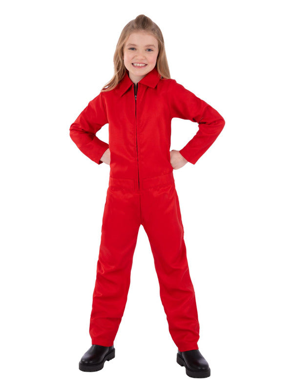 Red Boiler Suit Costume All in One Jumpsuit Kids Unisex 1