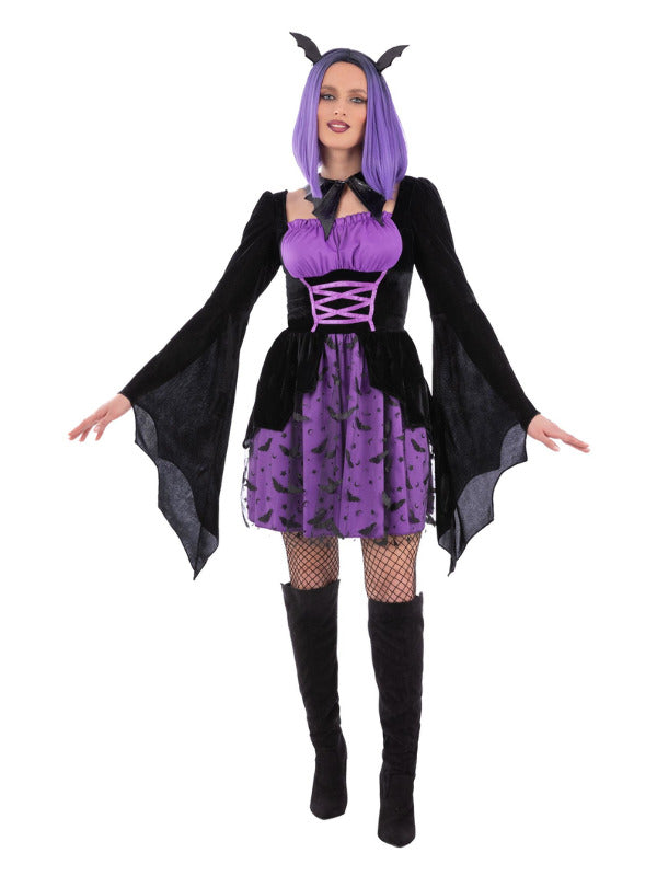 Vampiress Bat Cosplay Costume Purple Dress and Headband 1