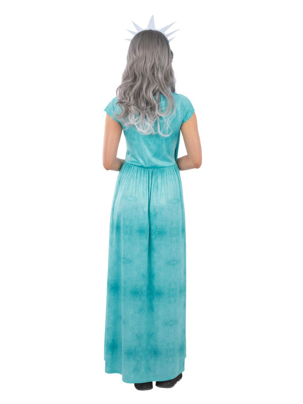 Liberty Death Costume Statue Ladies Blue Dress and Headpiece 3