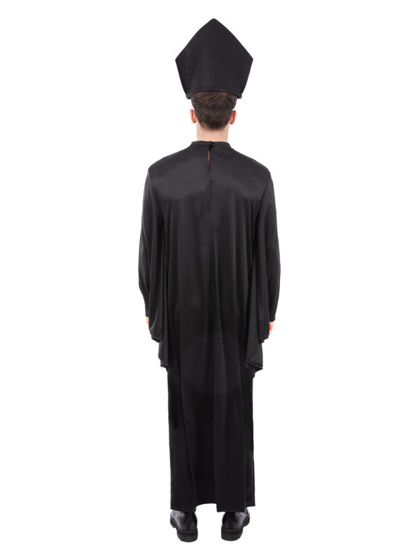 Cardinal Sin Costume Priest Robe and Hat with Attached Skeleton Mask 3