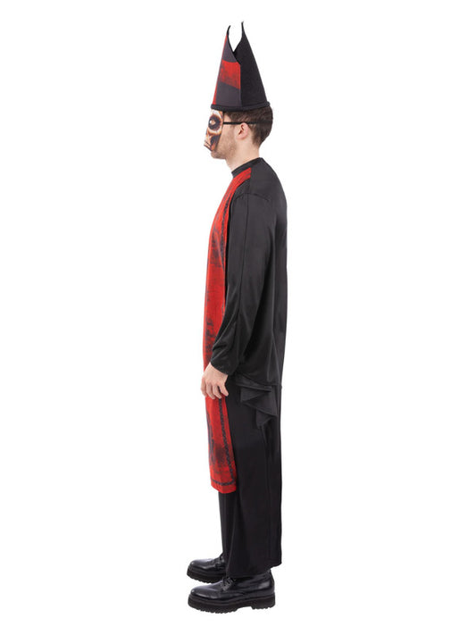Cardinal Sin Costume Priest Robe and Hat with Attached Skeleton Mask 2
