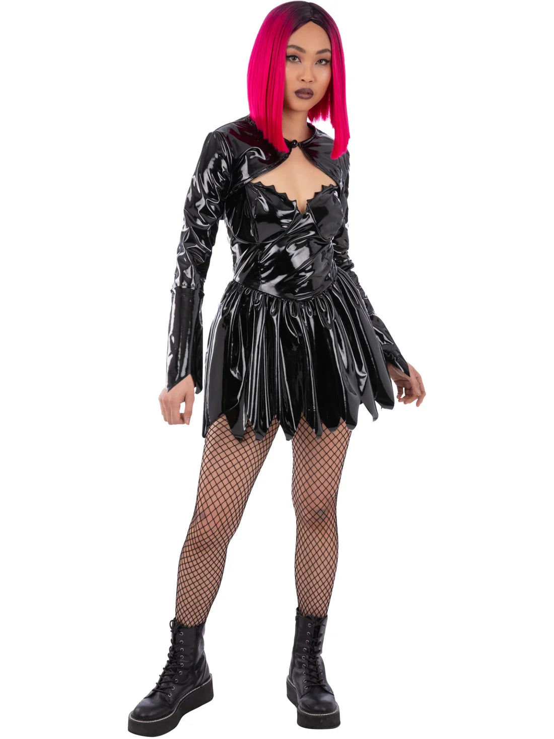 Gothic Dream Costume Black Wet Look Dress and Shrug 2