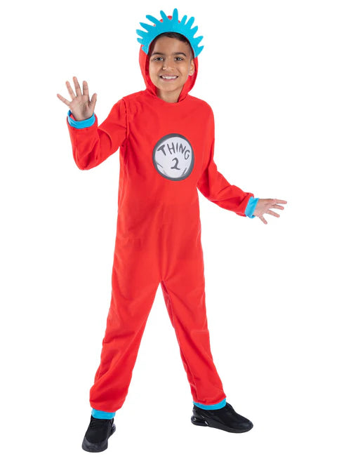 Dr Seuss Cat in the Hat Thing 1 & 2 Costume Jumpsuit Kids 4