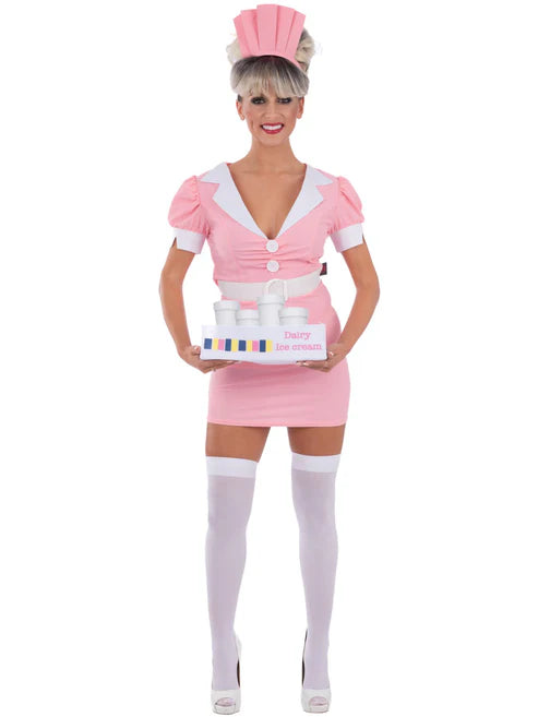Rocky Horror Usherette Costume Dress Hat Tray Ladies Outfit