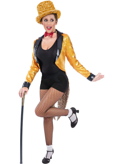 Rocky Horror Columbia Costume Gold Tailcoat with Bow Tie 4
