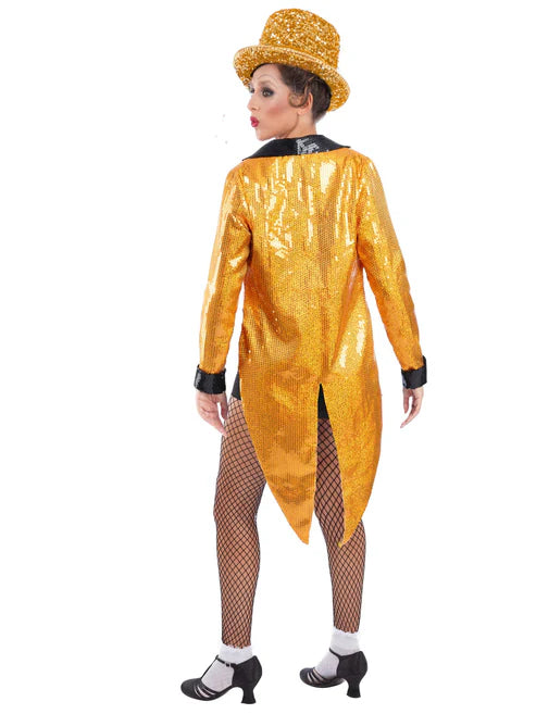 Rocky Horror Columbia Costume Gold Tailcoat with Bow Tie 3