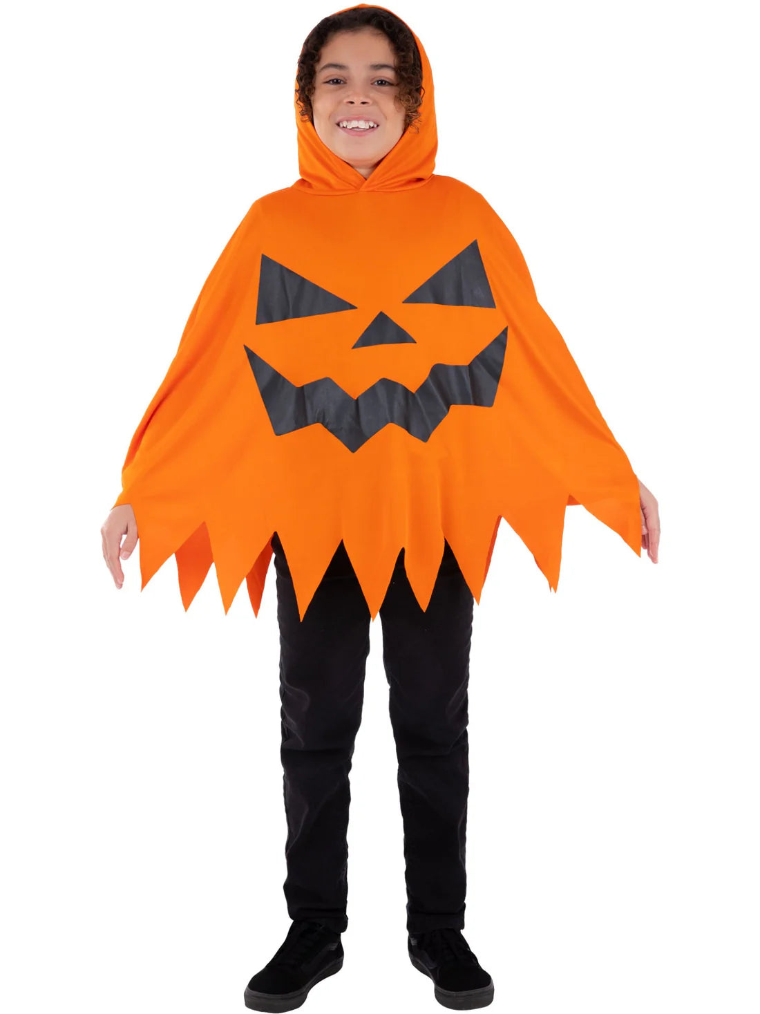 Pumpkin Poncho Orange Kids Unisex Costume 2