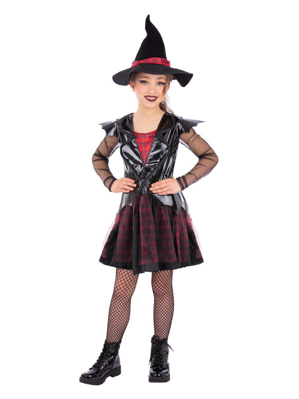Punk Witch Costume Dress and Hat for Girls 1