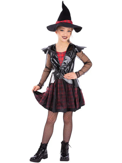 Punk Witch Costume Dress and Hat for Girls 3