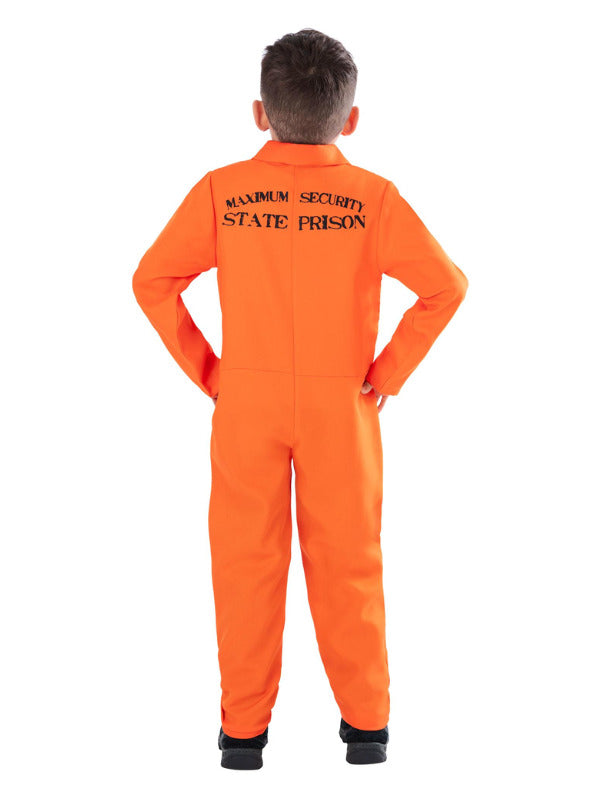Escaped Prisoner Costume Boys Orange Boiler Suit Alcatraz