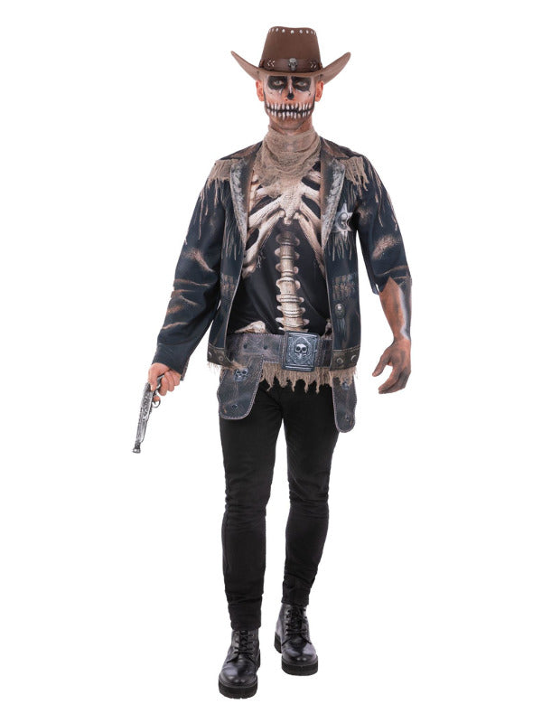 Skeleton Outlaw Costume Top Neckerchief Holster Belt Cowboy Outfit for Men 1