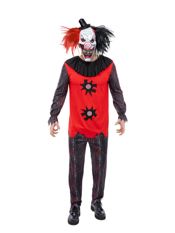Jester Chuckles Costume Evil Jester Clown Suit Top Trousers Mask 1
