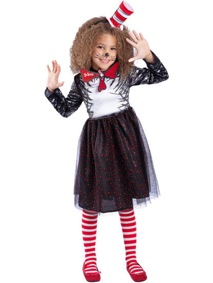 Dr Seuss Cat In The Hat Costume Dress for Girls 4