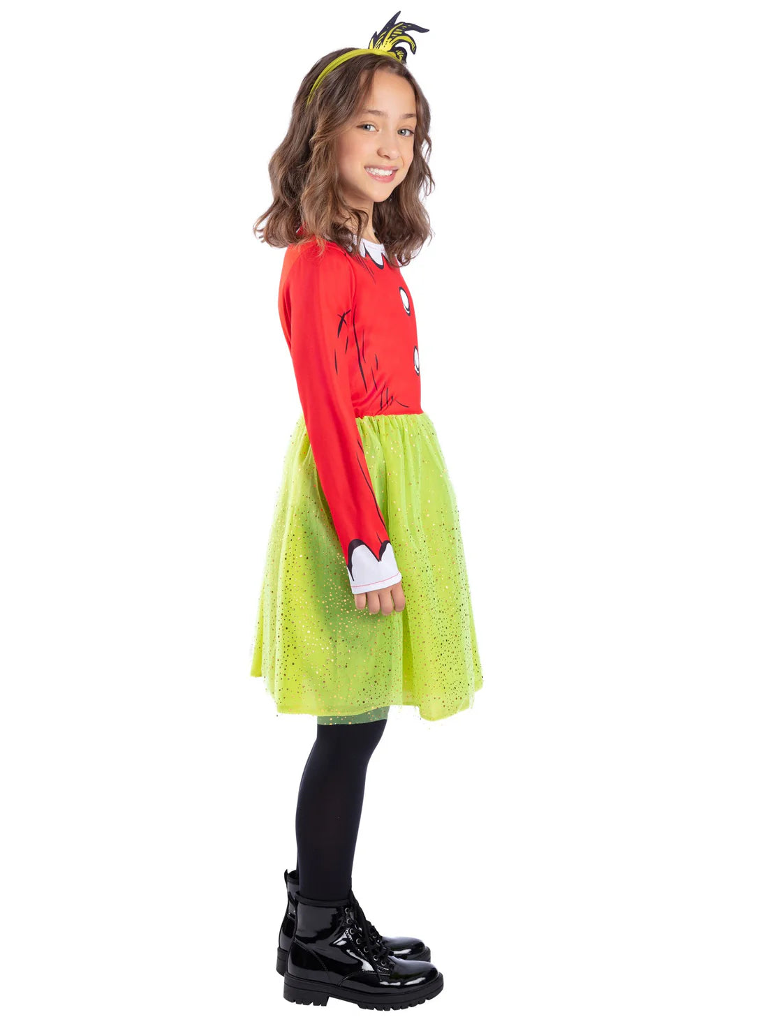 Dr Seuss The Grinch Santa Girls Costume Dress with Headband 3