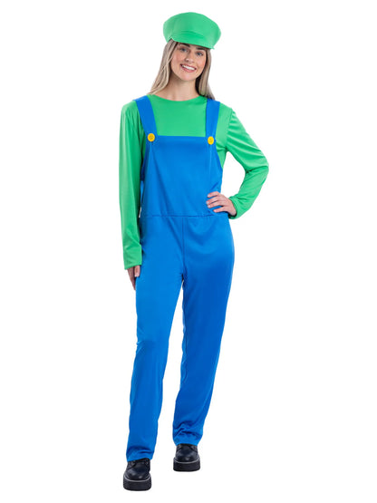 Green Plumber Costume Luigi Outfit for Men 4