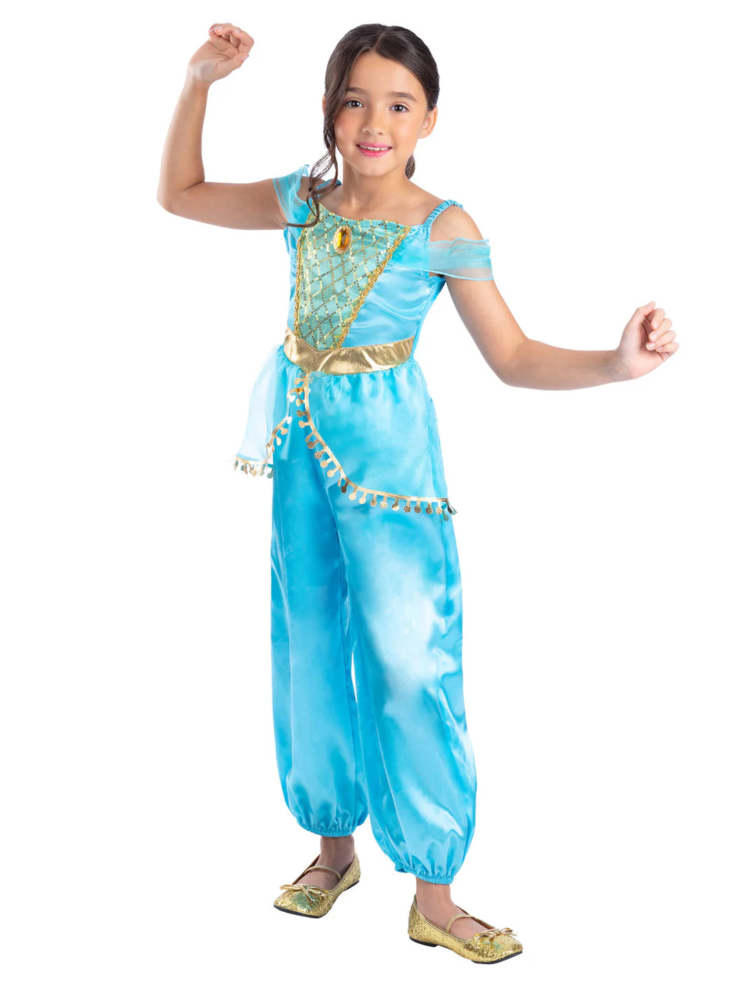 Arabian Princess Costume Jasmine Dress with Tiara for Girls