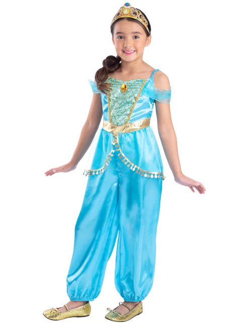 Arabian Princess Costume Jasmine Dress with Tiara for Girls