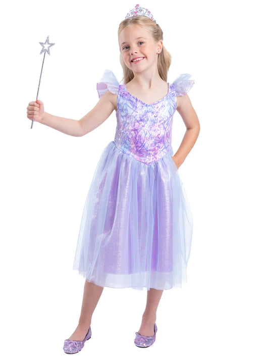 Fairy Princess Costume Girls Purple Dress Headband and Wand 2