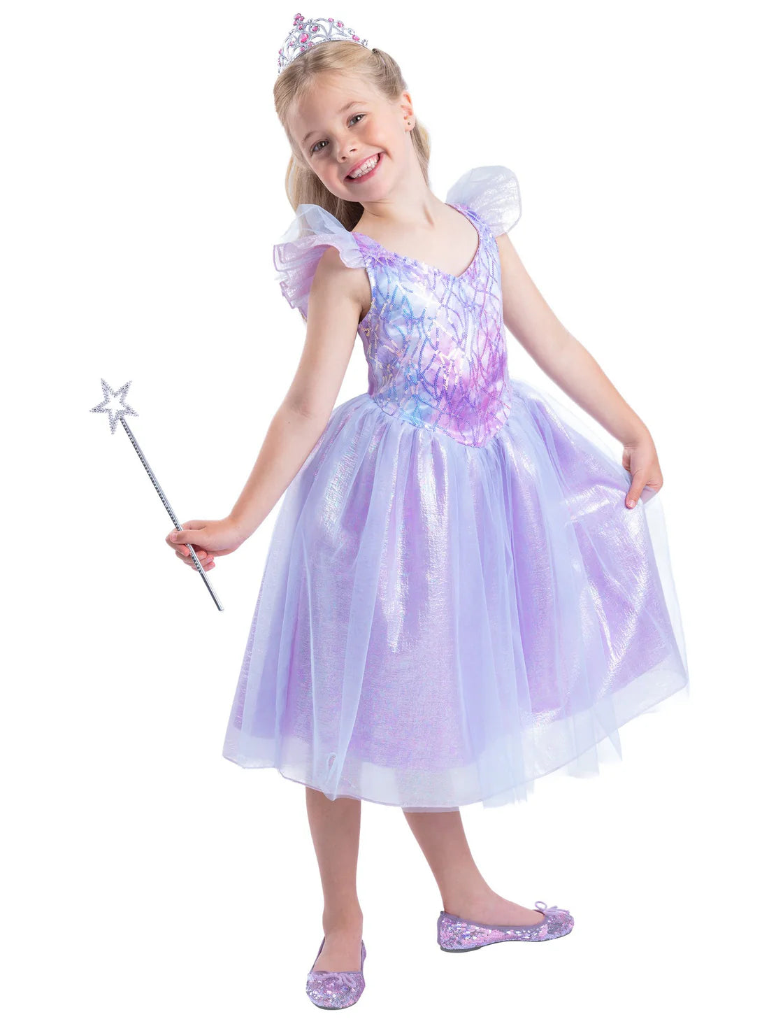 Fairy Princess Costume Girls Purple Dress Headband and Wand 1