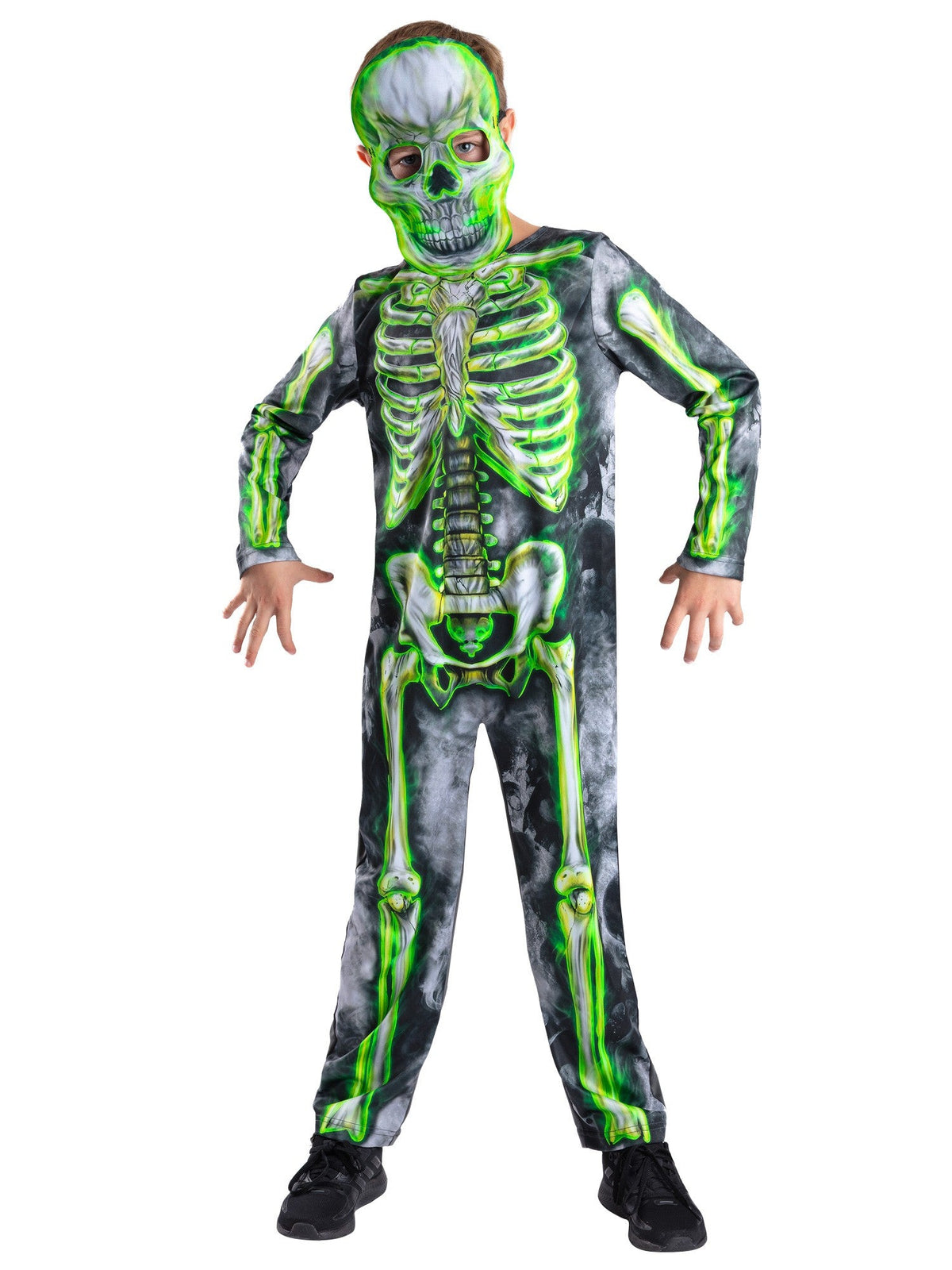 Glow Skeleton Costume with Mask for Kids 4