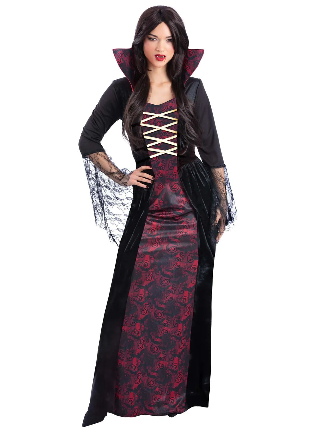 Vampiress Costume Dress with High Collar for Women 2