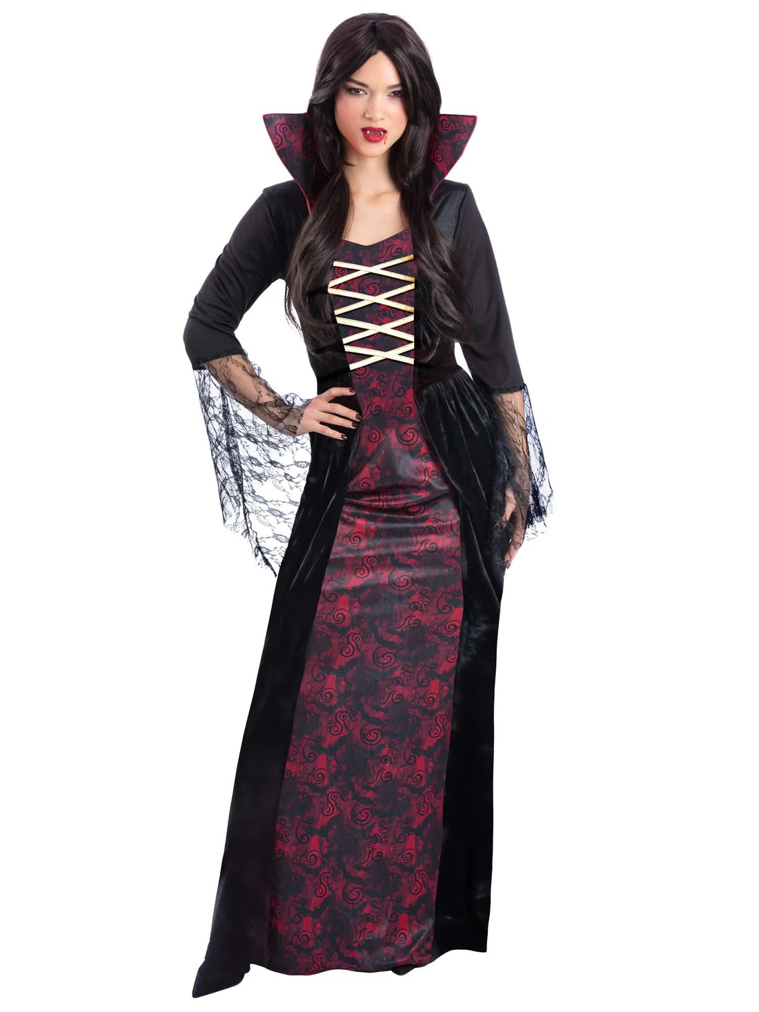 Vampiress Costume Dress with High Collar for Women 2
