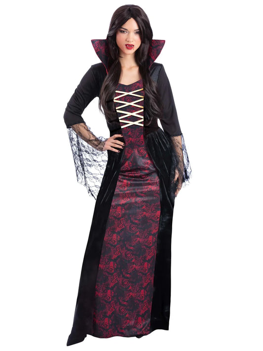 Vampiress Costume Dress with High Collar for Women 2