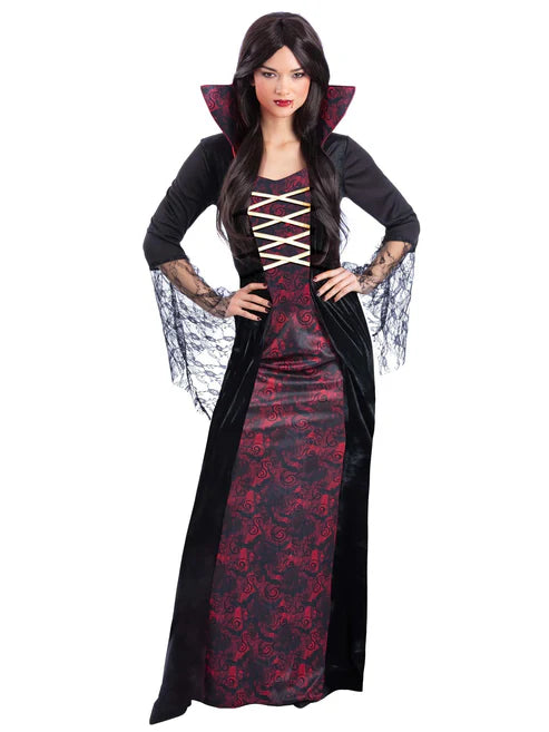 Vampiress Costume Dress with High Collar for Women 1