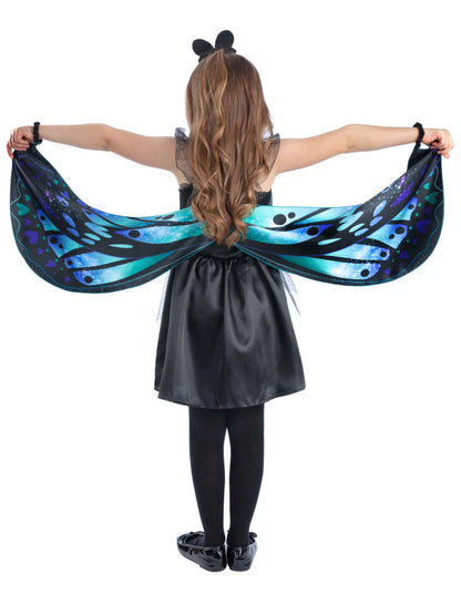 Dark Butterfly Costume Dress with Wings and Headband 3