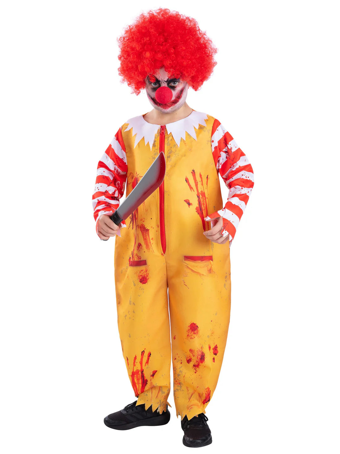 Zombie Clown Costume with Wig for Kids 2