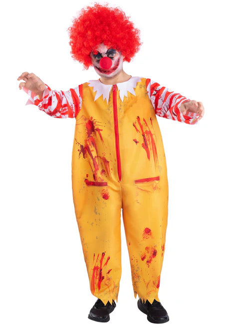 Zombie Clown Costume with Wig for Kids 1