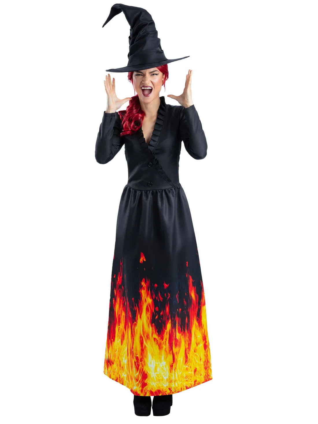 Burning Witch Costume Dress with Flames 2