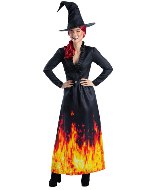 Burning Witch Costume Dress with Flames 1