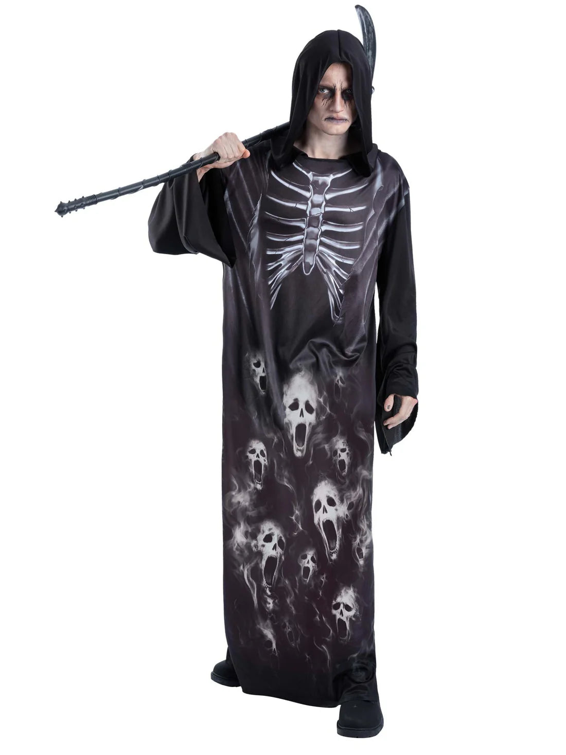 Screaming Reaper Costume for Men with Scythe 2