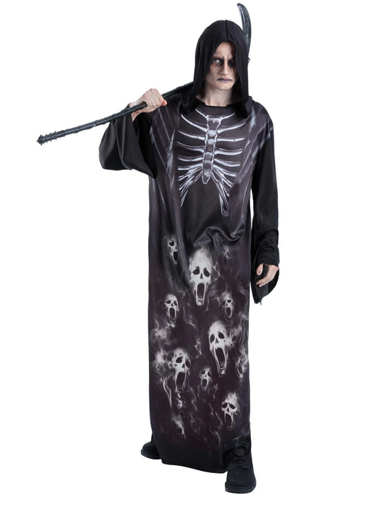 Screaming Reaper Costume for Men with Scythe 2