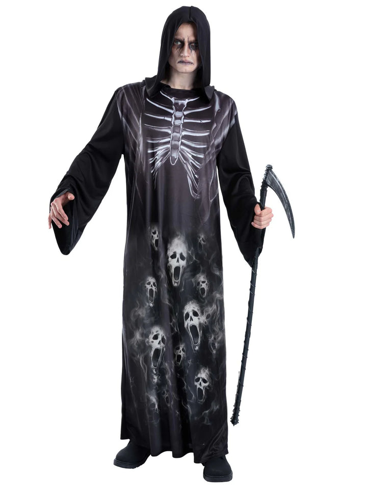 Screaming Reaper Costume for Men with Scythe 1